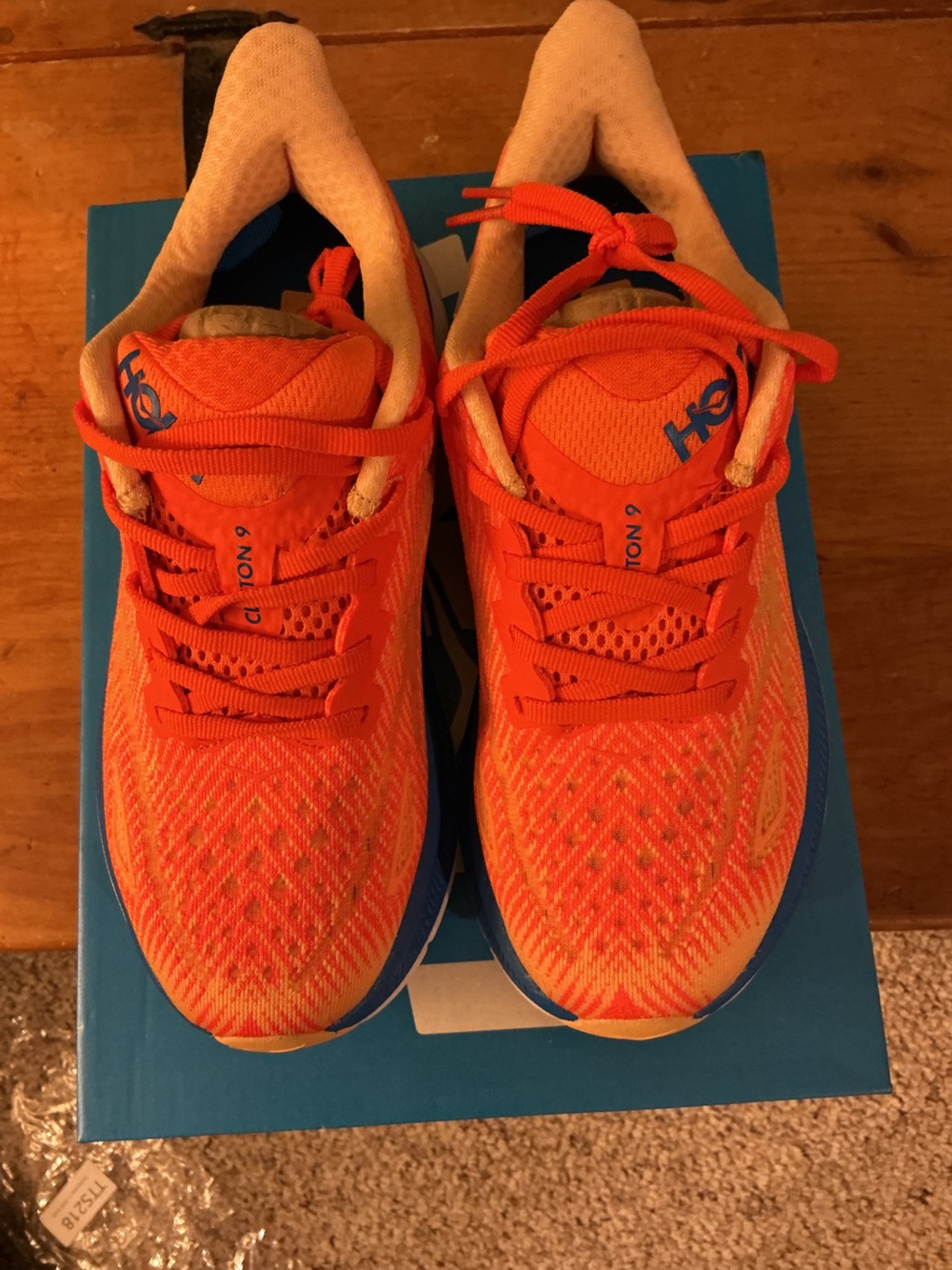 Hoka Clifton 9 Orange and Blue Athletic Sneakers women’s size 6